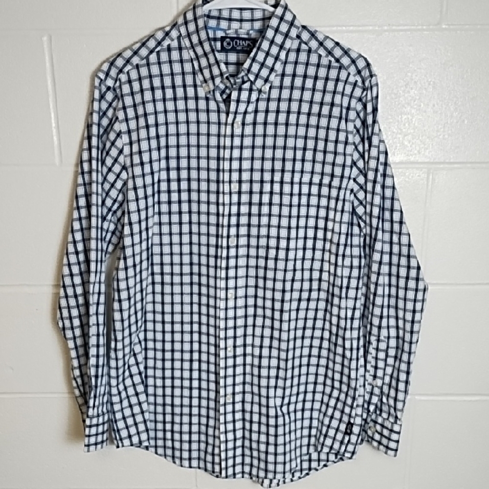 Chaps Navy and White Casual Button Down Shirt Long Sleeve
